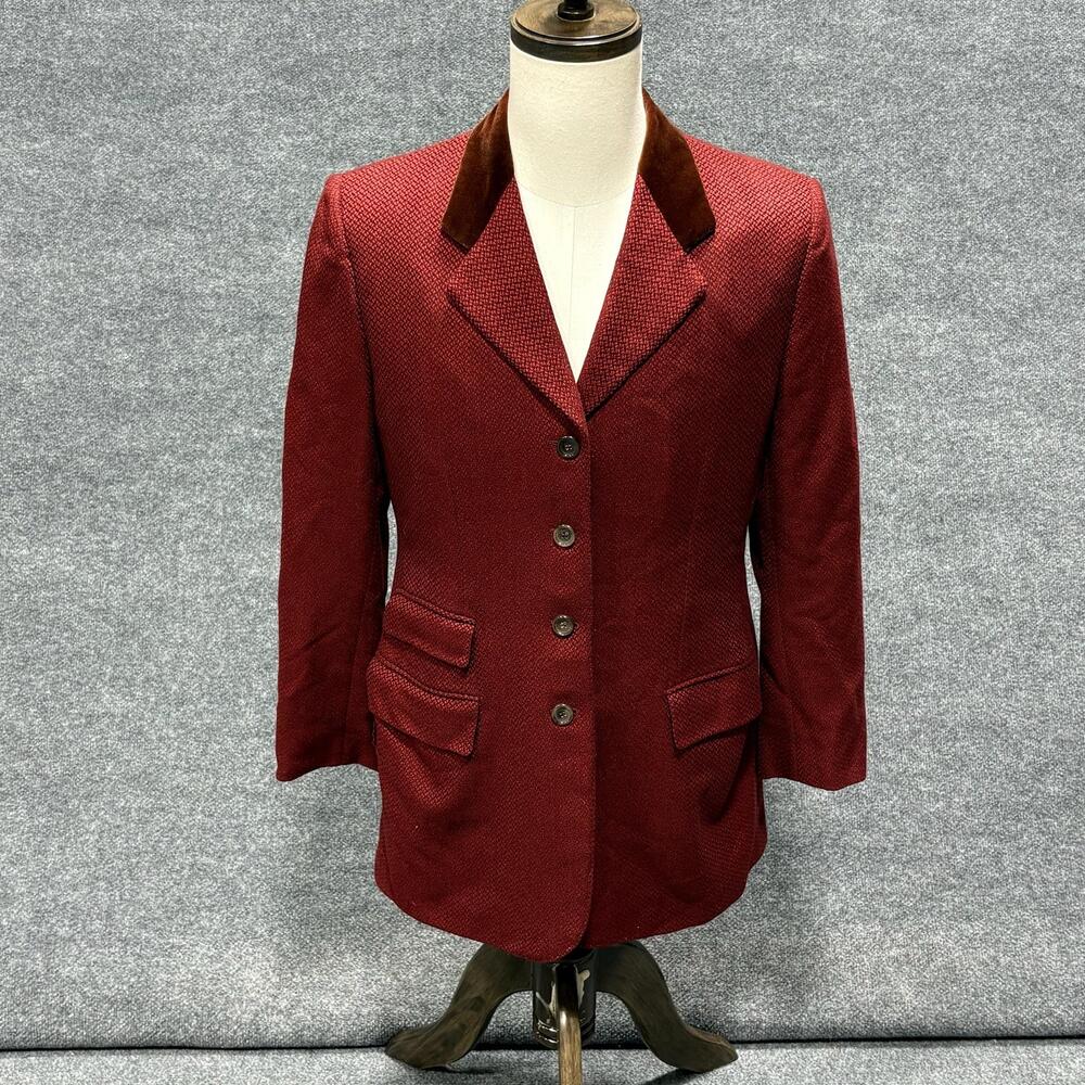 Isaia Blazer Mens IT 48 Red Cashmere Tweed Velvet Collar Sport Coat Made Italy